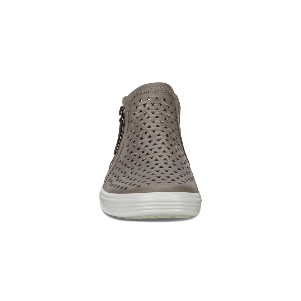 Womens Sneakers - ECCO Soft 7 Mid-Cut Boot - Silver - 2893OMXHN